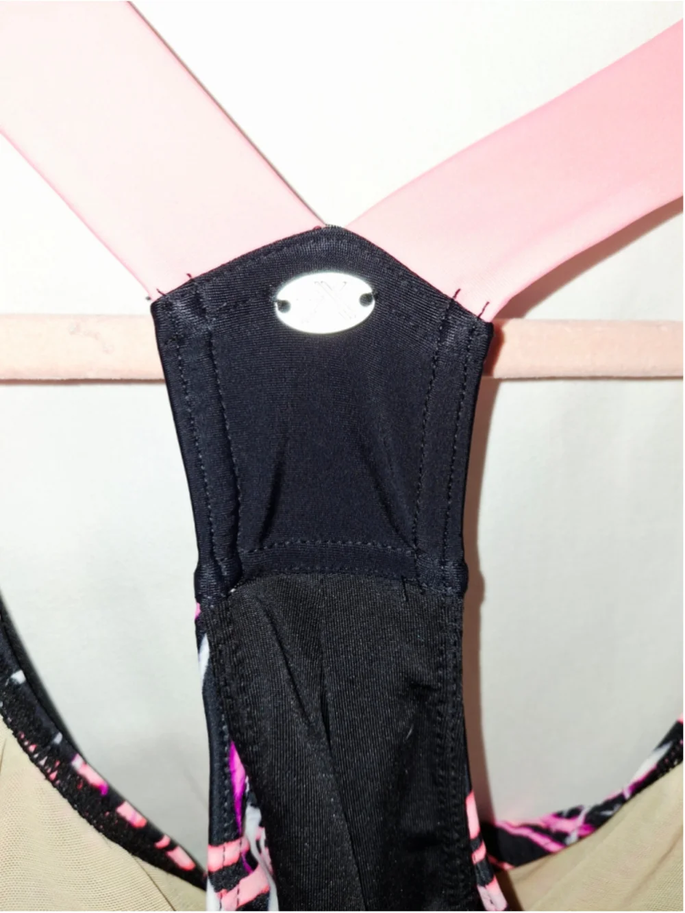 Zeroxposur Swim Tankini Top Size M Black Pink padded beachwear resortcore
